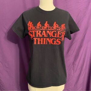 Hot Topic Black Tee with Red Stranger Things “Bike Squad” Graphic. Size S.
